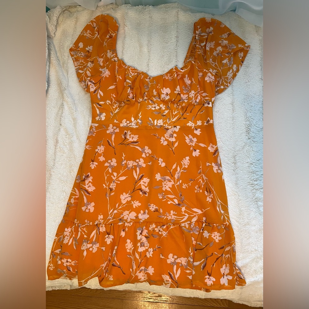 BNWT Orange Floral Tiered Mini Dress